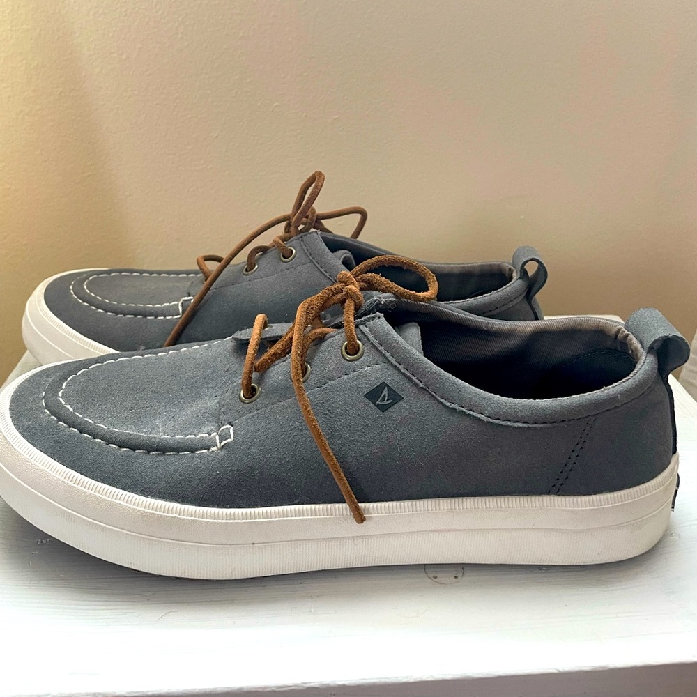 Sperry Gray and White Loafers